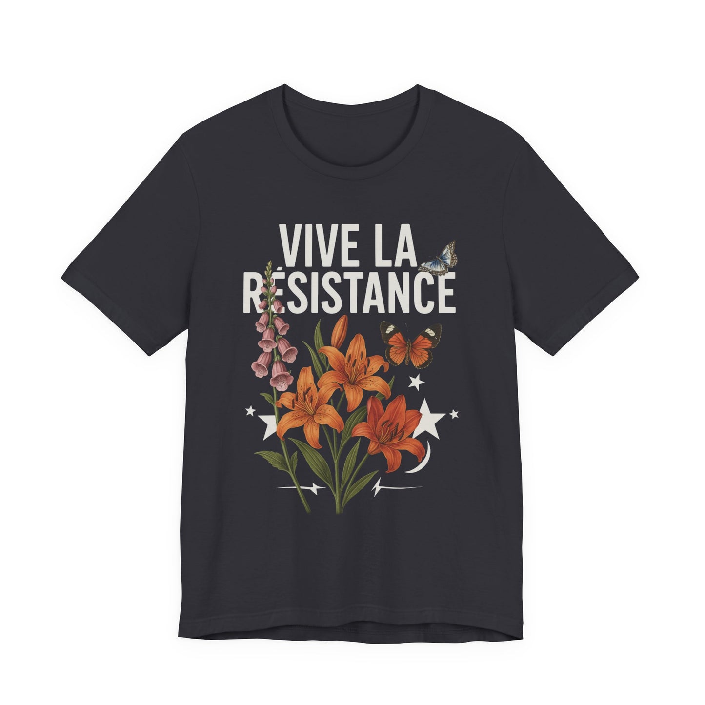 Vive La Résistance Floral FDT, Eco-friendly Fashion Short Sleeve T-Shirt. Explore all of the color options.
