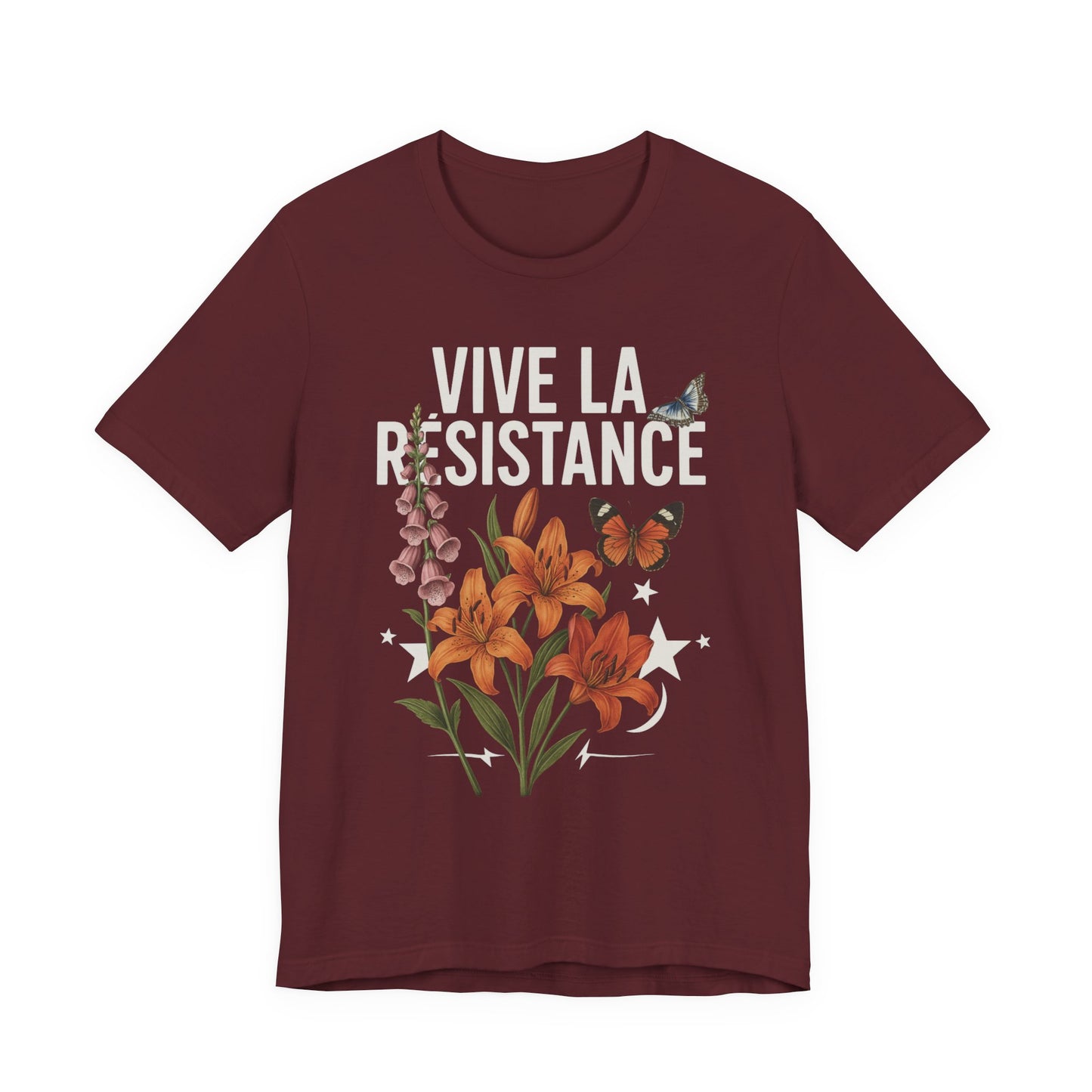 Vive La Résistance Floral FDT, Eco-friendly Fashion Short Sleeve T-Shirt. Explore all of the color options.