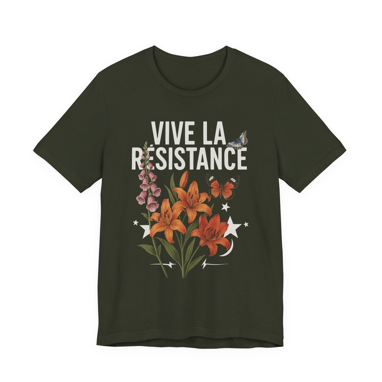 Vive La Résistance Floral FDT, Eco-friendly Fashion Short Sleeve T-Shirt. Explore all of the color options.