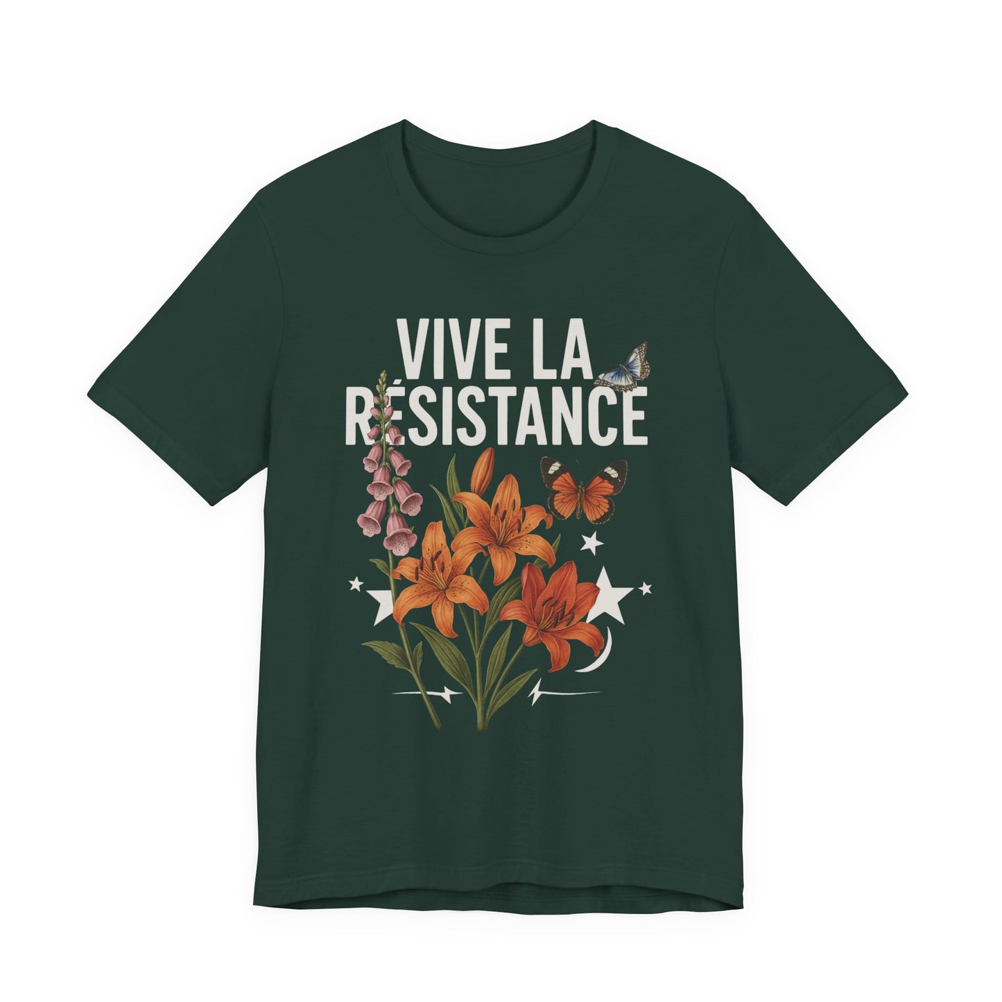 Vive La Résistance Floral FDT, Eco-friendly Fashion Short Sleeve T-Shirt. Explore all of the color options.