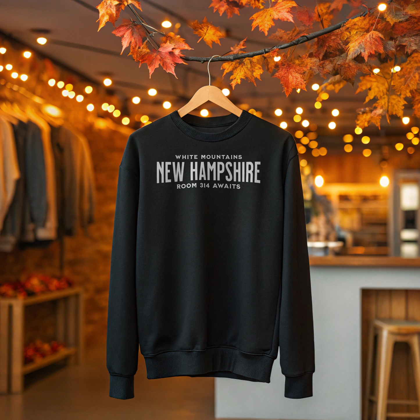 New Hampshire Fall Haunted New England Halloween Sweatshirt for Vampire and Ghost Story Fans